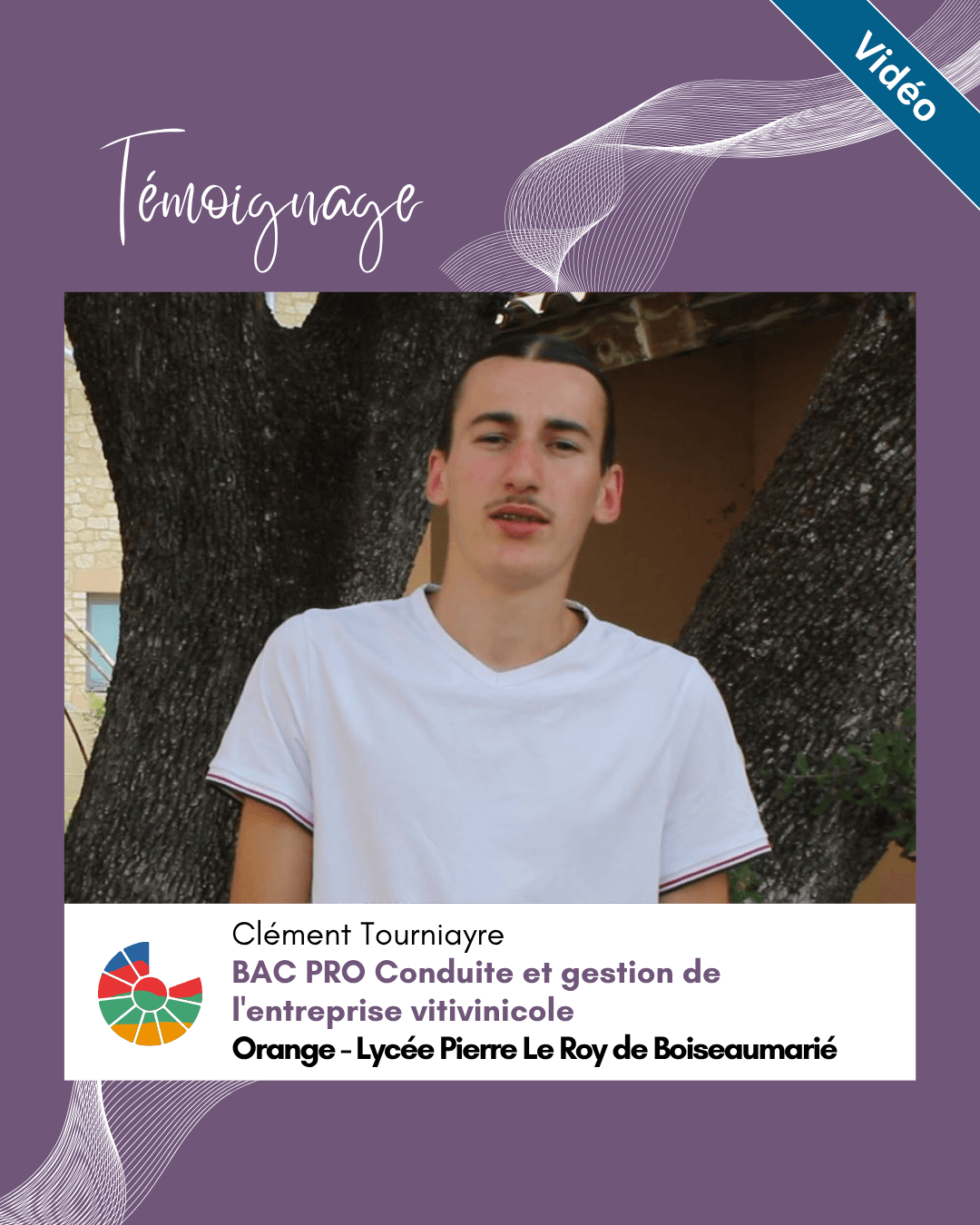 Clément est apprenti en BacPro CGEVV (Conduite et gestion de l'entreprise vitivinicole) à Orange