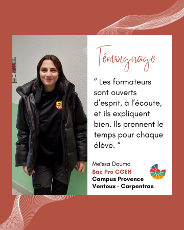 Formation BAC Pro CGEH à Carpentras, raconté par une jeune apprentie